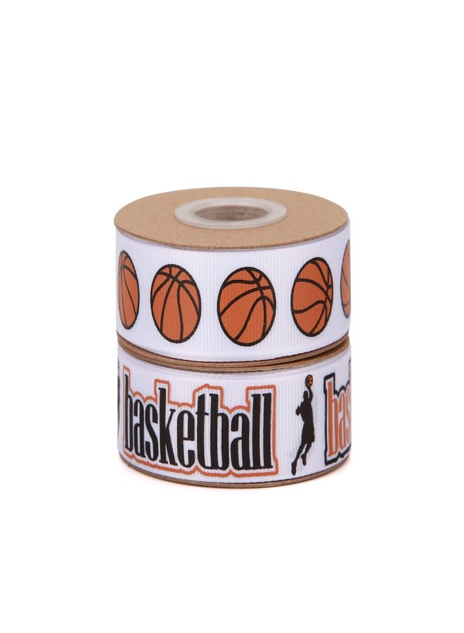 Meseey 2 Rolls 20 Yards Sport Ball Ribbon3/4Inch Fabric Ribbons for Wreath Gift Wrapping Sport Team Party Decor (Basketball) - Image 2